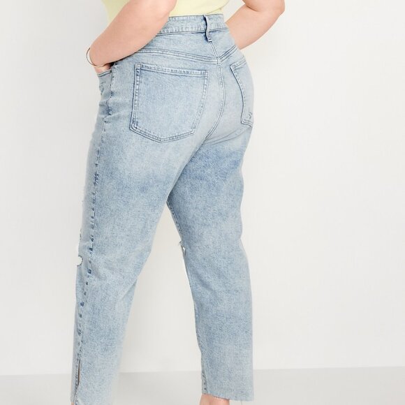 NEW Old Navy Plus High-Waisted ButtonFly OG Strt Ripped Side-Slit Jeans Laine 26 - Picture 2 of 7